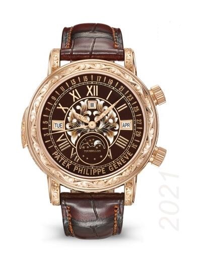 Cheapest Patek Philippe Watch Price Replica Grand Complications Sky Moon Tourbillon 6002 Rose Gold 6002R-001